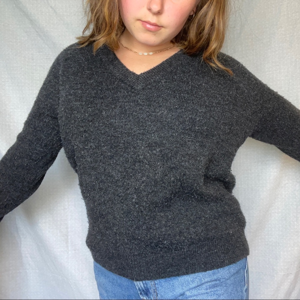 Charcoal Gray V Neck Sweater